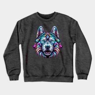 Siberian Husky Watercolor Illustration Crewneck Sweatshirt